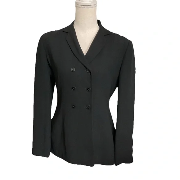 Larry Levine Petites Black Double Breasted Suit Jacket Business Size 4P - Picture 1 of 4